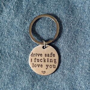 Driving Engraved Silver Funny Keychain
